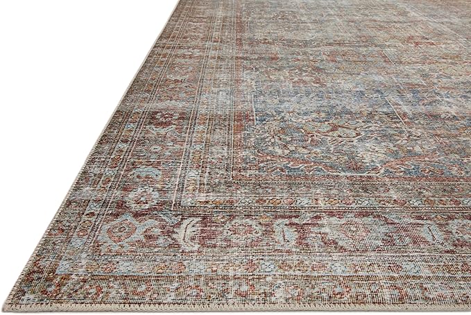 Loloi Chris Loves Julia Jules Collection JUL-05 Lagoon/Brick 3'-6'' x 5'-6'', .13" Pile Height, Accent Rug