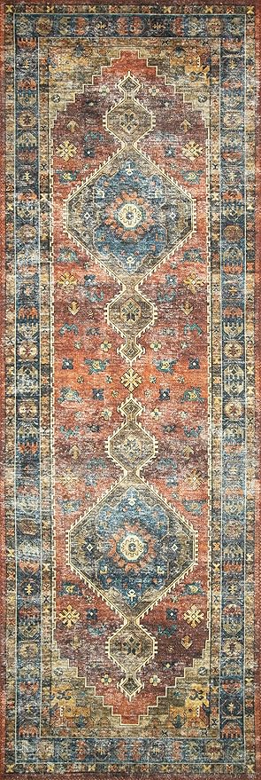 Loloi II Skye Collection SKY-11 Rust/Blue 2'-6" x 7'-6" Runner Rug