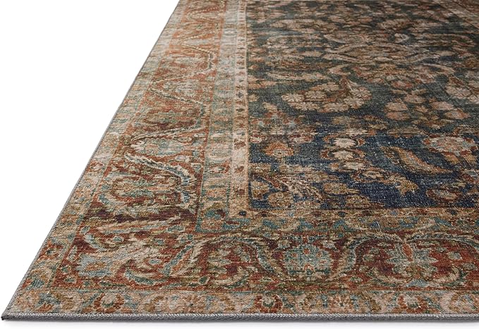 Loloi Chris Loves Julia Jules Collection JUL-10 Ocean/Spice 2'-6" x 9'-6", .13" Pile Height, Runner Rug
