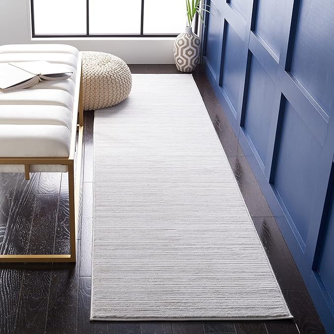 SAFAVIEH Vision Collection Runner Rug - 16' Runner, Ivory Grey, Contemporary Design, Stain Resistant, Ideal for High Traffic Areas in Hallway, Bathroom & Kitchen (VSN606K-216)