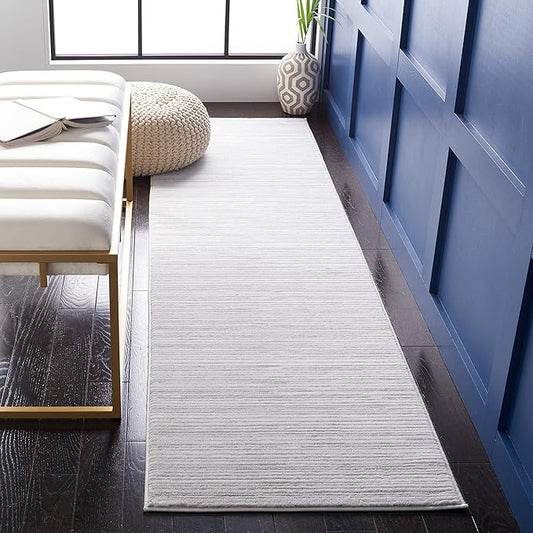 SAFAVIEH Vision Collection Runner Rug - 16' Runner, Ivory Grey, Contemporary Design, Stain Resistant, Ideal for High Traffic Areas in Hallway, Bathroom & Kitchen (VSN606K-216)