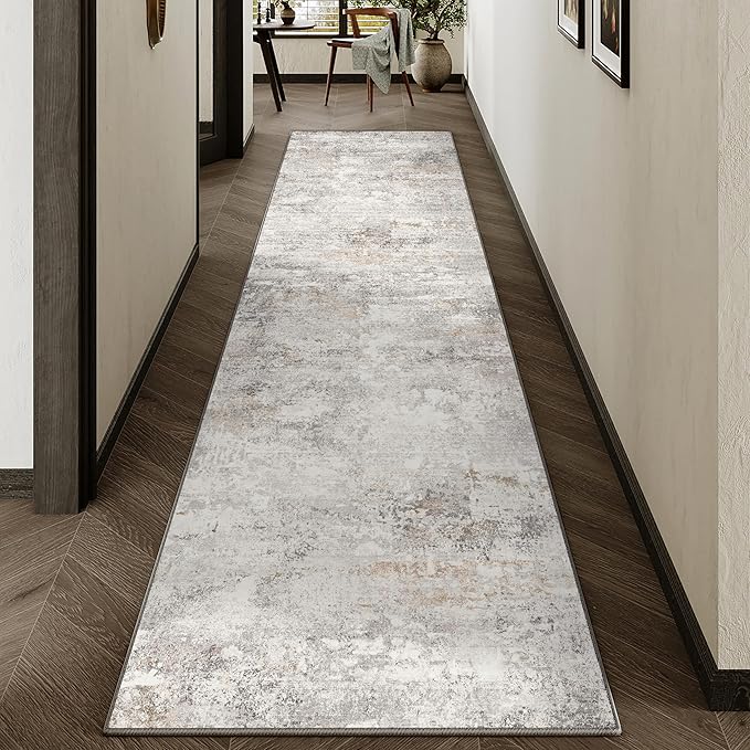 2x8 Runner Rug Washable Hallway Area Rug Indoor Accent Rug Abstract Non Slip Low Pile Carpet Distressed Throw Rugs for Bedroom Living Office Kitchen Laundry Bathroom