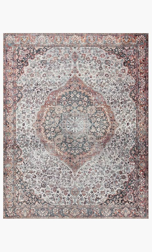 Loloi II Wynter Collection WYN-01 Red/Multi 2'-6" x 7'-6", .13" Thick, Runner Rug, Soft, Durable, Printed, Vintage Inspired, Low Pile, Non-Shedding, Easy Clean, Living Room Rug