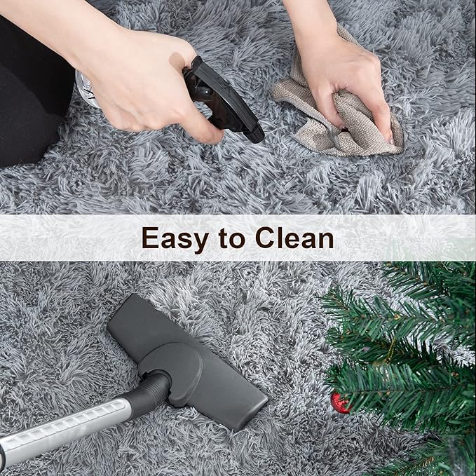 TWINNIS Super Soft Shaggy Rugs Fluffy Carpets 9x12 Feet, Indoor Modern Plush Area Rugs for Living Room Bedroom Kids Room Nursery Home Decor, Upgrade Anti-Skid Rectangular Fuzzy Rug, Grey