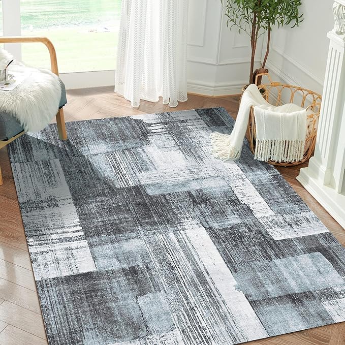 Small Area Rug 2x3 Low Pile Machine Washble Rug, Stain Resistant Front Door Mat with Non Slip Backing for Home Indoor Outdoor, No Shedding Abstract Doormat