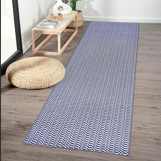 KOZYFLY Washable Runner Rug 2x8 ft Hallway Kitchen Runner Rugs with Rubber Backing Bobo Navy and White Entryway Runner Indoor, Carpet Runners for Hallway Kitchen Entryway Bedroom, Navy/White