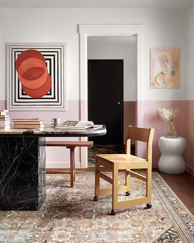 Loloi II Wynter Collection WYN-02 Auburn/Multi 3'-6" x 5'-6", .13" Thick, Accent Rug, Soft, Durable, Printed, Vintage Inspired, Low Pile, Non-Shedding, Easy Clean, Living Room Rug