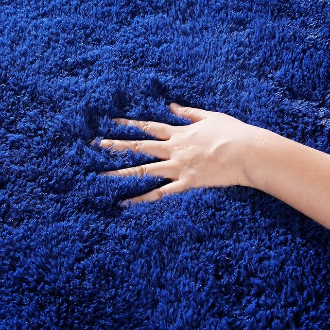 Zentavio Blue Rug Boys Rugs for Bedroom 4x6 Dark Blue Carpet Nursery Aesthetic Kids Playroom Navy Area Rugs for Teen Home Decor Fluffy Shag Bedside Floor Living Room Carpet