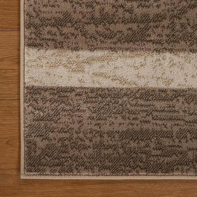 Superior Indoor Area Rug, Jute Backed, Modern Geometric Patchwork Floor Decor for Bedroom, Office, Living Room, Entryway, Hardwood Floors, Rockwood Collection, 8' x 10', Beige