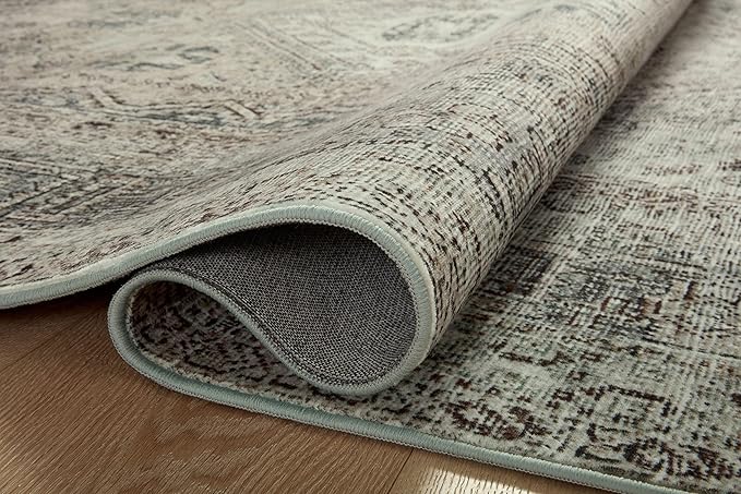 Loloi Magnolia Home by Joanna Gaines Sinclair Collection SIN-04 Natural/Sage 3'-6" x 5'-6", .25" Pile Height, Machine Washable, Accent Rug