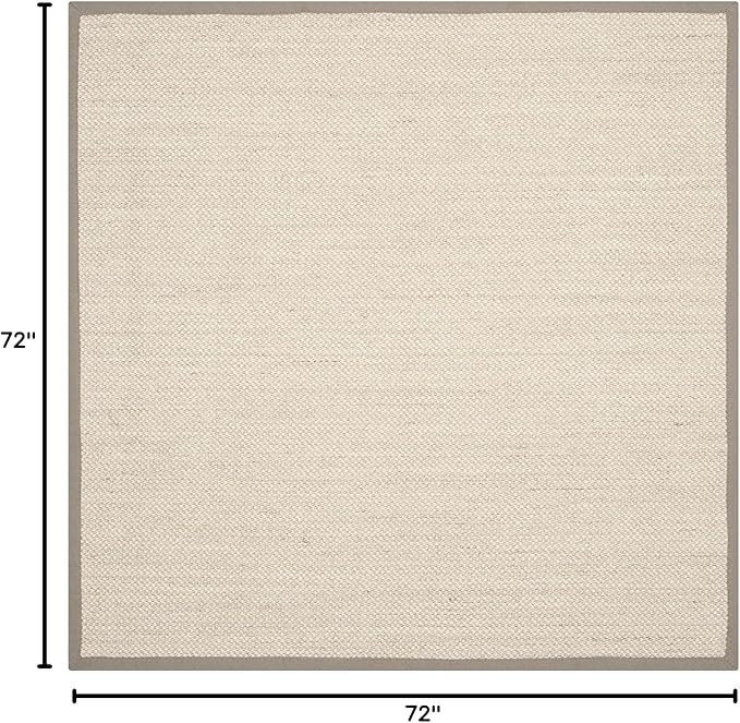 SAFAVIEH Natural Fiber Collection 6' Square Marble / Khaki NF143E Border Sisal Area Rug