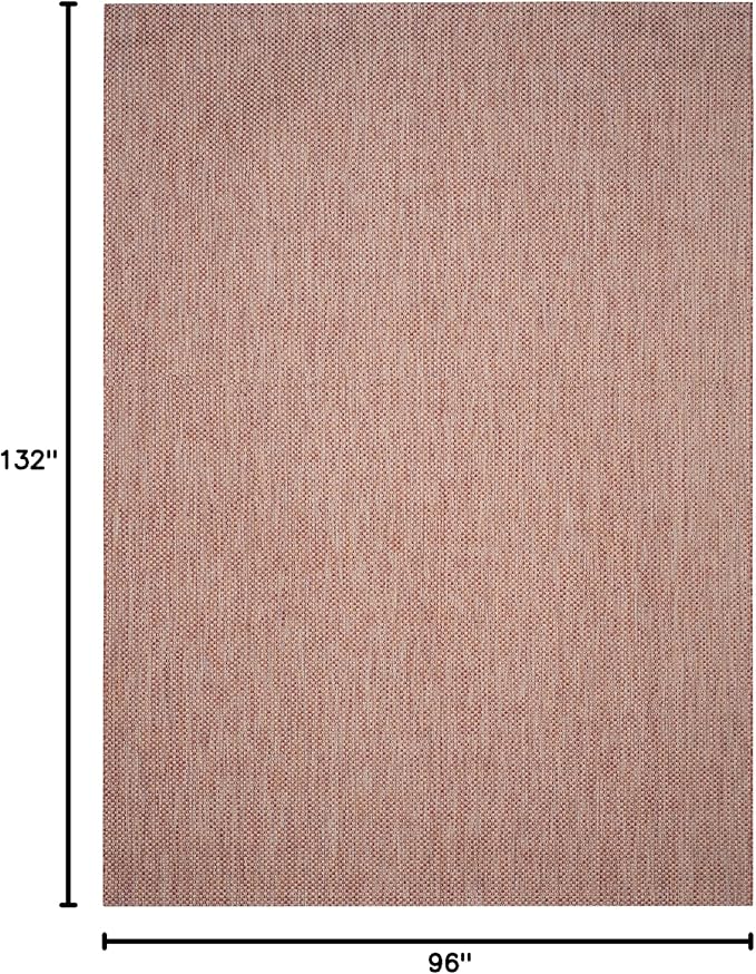 SAFAVIEH Courtyard Collection CY8521 Indoor/ Outdoor splashpoof Easy scrubbing Patio Backyard Mudroom Area-Rug, 8' x 11', Red/Beige