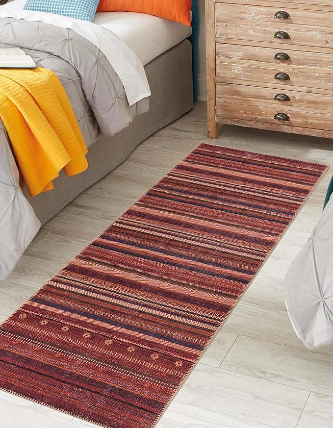 Keen Home Design 2x10 Rug - Machine Washable Runner Rug with Non-Slip Backing, Ideal for Hallway, Entryway, Kitchen, Laundry Room - Vintage, Easy Clean, Durable, Low Pile Rug - (2'6" x 10')
