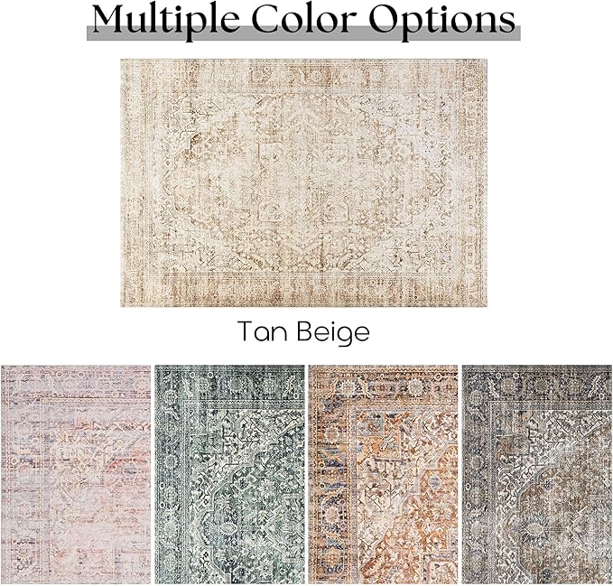 Tan Brown and Beige 3x5 Small Entryway Area Rug Indoor for Front Door Entry Way,Washable Non Slip Ultra Thin Modern Farmhouse Neutral Boho Door Mat Entrance