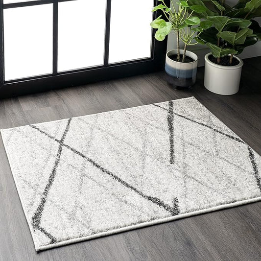 nuLOOM Oval 4x6 Thigpen Contemporary Area Rug, Grey, Abstract Lines, Non-Slip Backing, Stain Resistant, For Bedroom, Dining Room, Living Room, Hallway, Office, Kitchen, Entryway