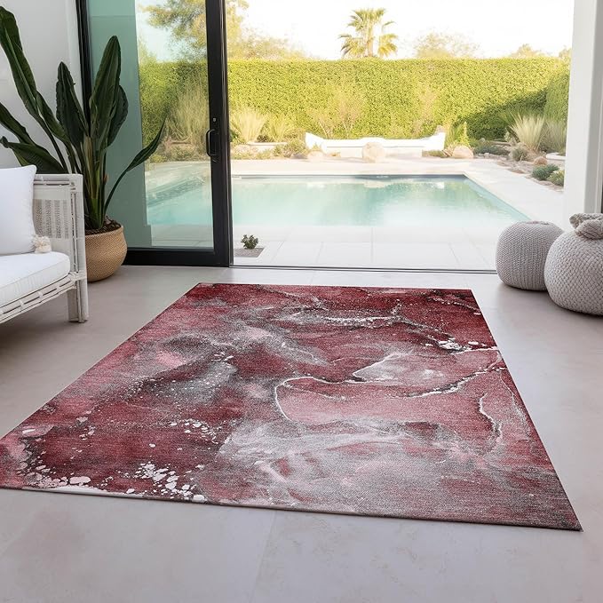Addison Rugs Chantille ACN518 Red 10' x 14 Indoor Outdoor Area Rug, Stain Resistant, Machine Washable, Non Shedding, Bedroom, Living Room, Dining Room, Kitchen Rug