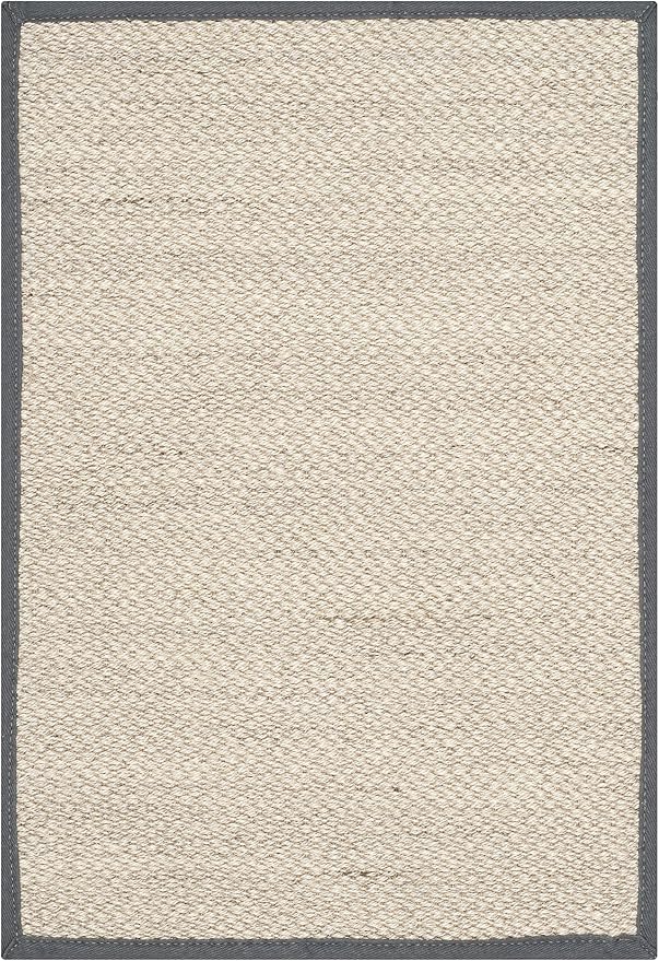 SAFAVIEH Natural Fiber Collection Accent Rug - 2' x 3', Marble & Dark Grey, Border Sisal Design, Easy Care, Ideal for High Traffic Areas in Entryway, Living Room, Bedroom (NF143D)