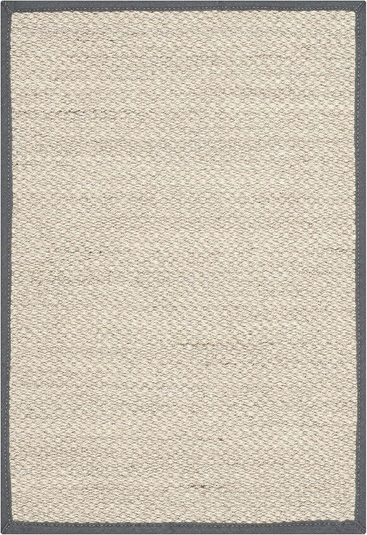 SAFAVIEH Natural Fiber Collection Accent Rug - 2' x 3', Marble & Dark Grey, Border Sisal Design, Easy Care, Ideal for High Traffic Areas in Entryway, Living Room, Bedroom (NF143D)