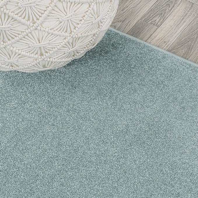 JONATHAN Y SEU100S-216 Haze Solid Low-Pile Indoor Runner Rug, Coastal, Bohemian, Minimalist, Classic, Casual for Bedroom,Kitchen,Living Room,Non Shedding,Easy-Washing, Blue, 2 X 16
