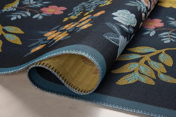 Loloi Rifle Paper Co. Perennial Collection Wildflower PRN-03 Black/Navy 2'-5" x 5'-6" Indoor/Outdoor Accent Rug