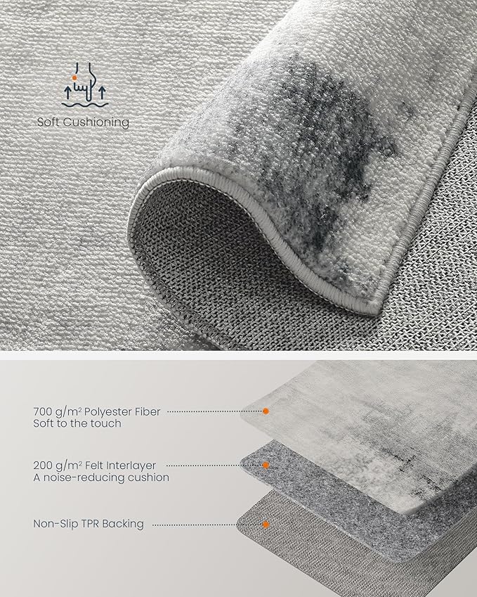 SONGMICS HOME Area Rug, 3x5 ft Rug for Living Room, Non-Slip Carpet, Modern Abstract Style, Home Decor, for Bedroom, Kitchen, Entryway, Dining Room, Machine Washable, Dove Gray UTAR072G01