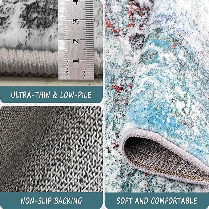 Modern Abstract 2x8 Washable Hallway Runner Rug, Non-Skid Soft Kitchen Runner Rugs for Entryway Laundry Room Living