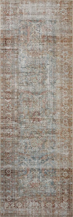Loloi Chris Loves Julia Jules Collection JUL-05 Lagoon/Brick 8'-6'' x 11'-6'', .13" Pile Height, Area Rug