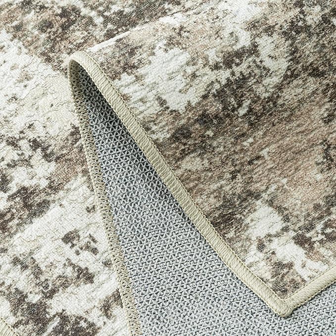 6x9 Rugs Machine WashableGray Large Area Rug 3D Textured Rug Abstract Low Pile Carpet Distressed Throw Aesthetic Rug Bedroom Living Room Office Dining Room Kitchen Laundry Room