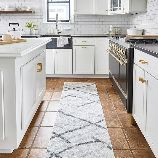 nuLOOM 2x9 Thigpen Contemporary Area Rug, Grey, Abstract Lines, Non-Slip Backing, Stain Resistant, For Bedroom, Dining Room, Living Room, Hallway, Office, Kitchen, Entryway