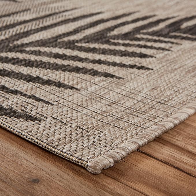 LR Home 3 x 5 Indoor/Outdoor Area Rug for Home Decor | Floral Carpet Suitable for Living Room, Bedroom, Playroom, Patio, Garden | Tropical Farmhouse Rug | Black/Gray