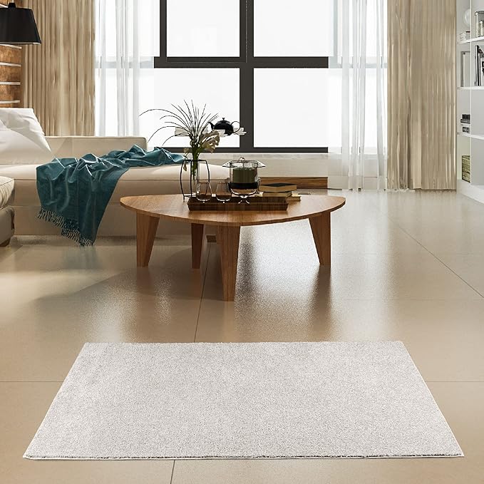 Furnish my Place Modern Plush Solid Color Rug - Off White, 9' x 13', Pet and Kids Friendly Rug. Made in USA, Rectangle, Area Rugs Great for Kids, Pets, Event, Wedding