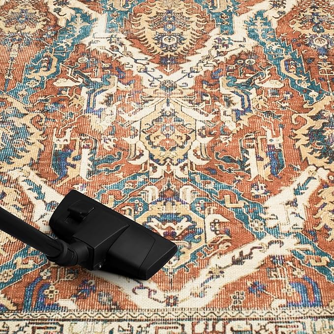 Keen Home Design 2x10 Rug - Machine Washable Runner Rug with Non-Slip Backing, Ideal for Hallway, Entryway, Kitchen, Laundry Room - Vintage, Easy Clean, Durable, Low Pile Rug - (2'6" x 10')