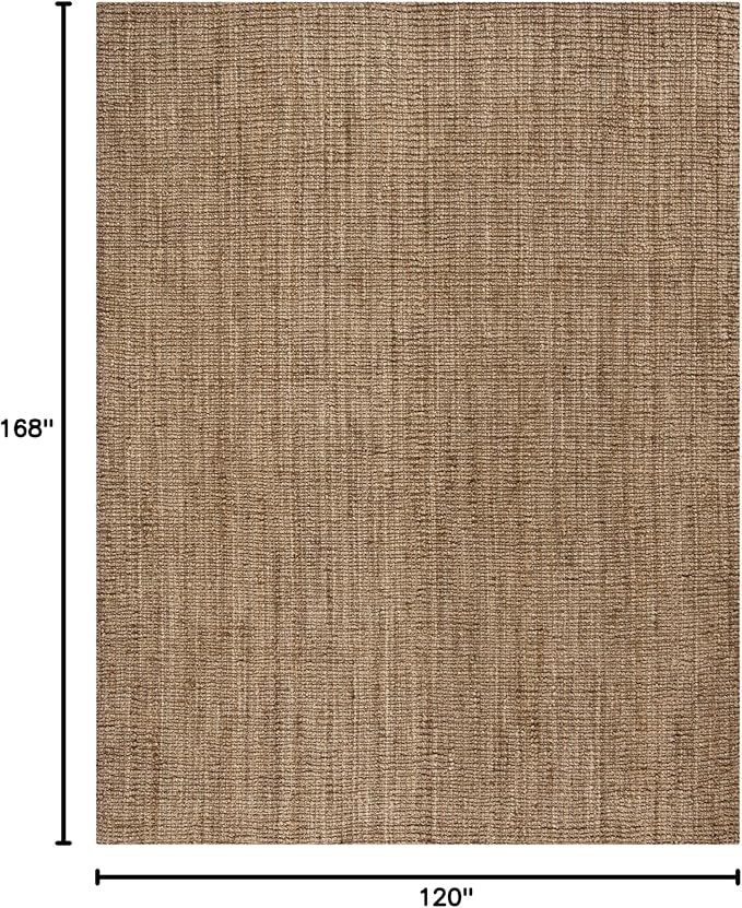 SAFAVIEH Natural Fiber Collection Area Rug - 10' x 14', Natural & Grey, Handmade Chunky Textured Jute 0.75-inch Thick, Ideal for High Traffic Areas in Living Room, Bedroom (NF447M)