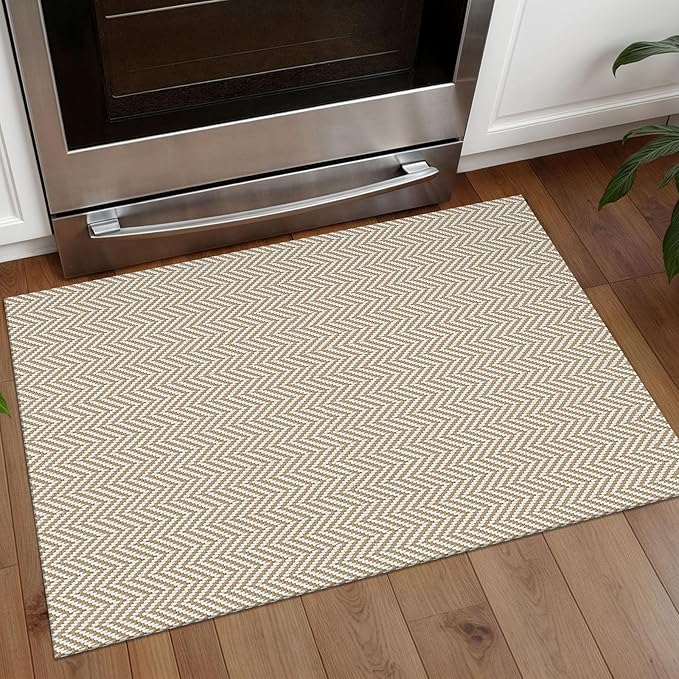 Small Braided Rugs 2x3 Ft Area Rugs for Entryway Boho Washable Rug Throw Rugs with Rubber Backing Cotton Woven Door Mat Indoor Entrance Front Door Rugs for Foyer Bathroom Kitchen, Beige/White