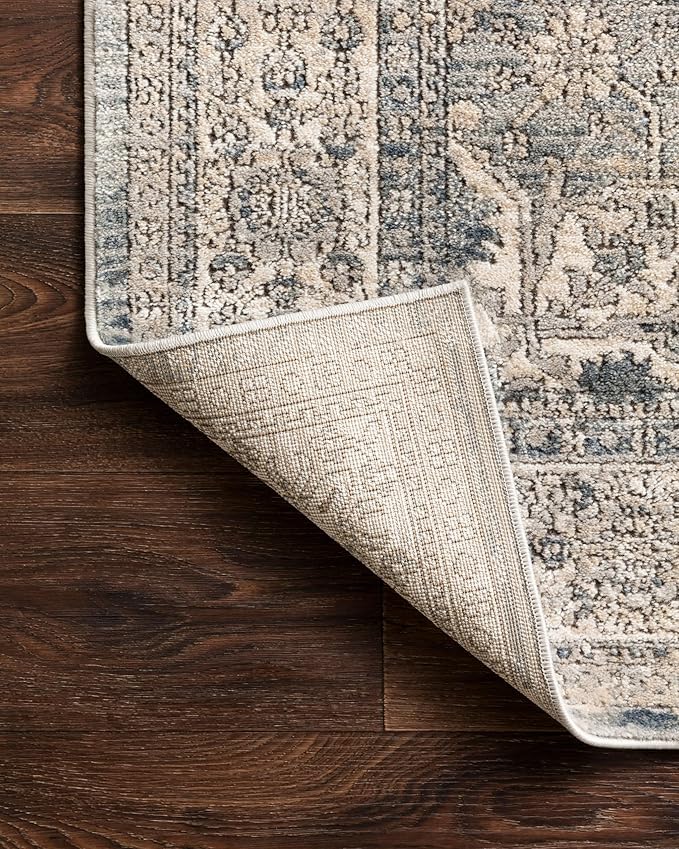 Loloi Teagan Collection 6'-7" x 9'-2" Area Rug in Sky/Natural - Large, Soft Neutral Rug, High-Traffic for Living Room, Bedroom, Home Office, Dining Area
