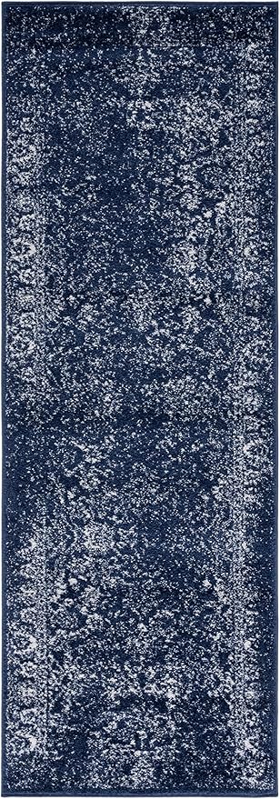 SAFAVIEH Adirondack Collection Runner Rug - 2'6" x 16', Navy & Ivory, Oriental Distressed Design, Non-Shedding & Easy Care, Ideal for High Traffic Areas in Living Room, Bedroom, Dining (ADR109N-216)