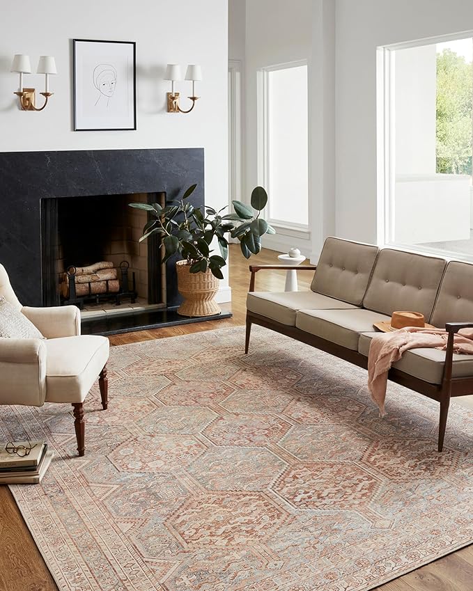 Loloi Chris Loves Julia Jules Collection JUL-04 Tangerine/Mist 2'-6'' x 9'-6'', .13" Pile Height, Runner Rug