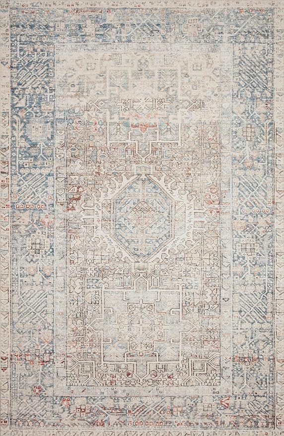 Loloi Chris Loves Julia Jules Collection JUL-07 Natural/Ocean 3'-6'' x 5'-6'', .13" Pile Height, Accent Rug