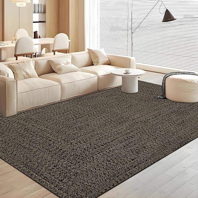 Washable Rug 9x12 Area Rug for Bedroom Print Braided Modern Living Room Rug Soft Large Area Rug Non Slip Throw Rugs Stain Resistant Carpet for Nursery Dining Room Office 9'x12' Black/Brown