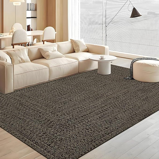 Washable Rug 9x12 Area Rug for Bedroom Print Braided Modern Living Room Rug Soft Large Area Rug Non Slip Throw Rugs Stain Resistant Carpet for Nursery Dining Room Office 9'x12' Black/Brown