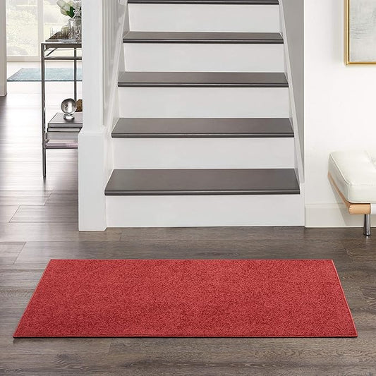 Nourison Essentials Indoor/Outdoor Brick Red 2' x 4' Area Rug, Easy Cleaning, Non Shedding, Bed Room, Living Room, Dining Room, Backyard, Deck, Patio (2x4)