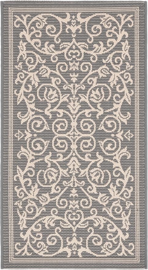 SAFAVIEH Courtyard Collection Accent Rug - 2' x 3'7", Grey & Natural, Indoor/Outdoor & Washable, Ideal for High Traffic Areas in Patio, Backyard, Mudroom, Entryway, Doormat (CY2098-3606-2)
