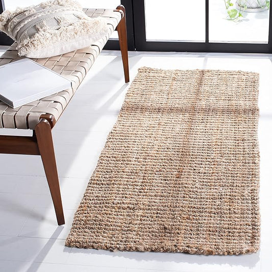 SAFAVIEH Natural Fiber Collection Runner Rug - 2' x 14', Natural, Handmade Chunky Textured Jute 0.75-inch Thick, Ideal for High Traffic Areas in Living Room, Bedroom (NF447A)