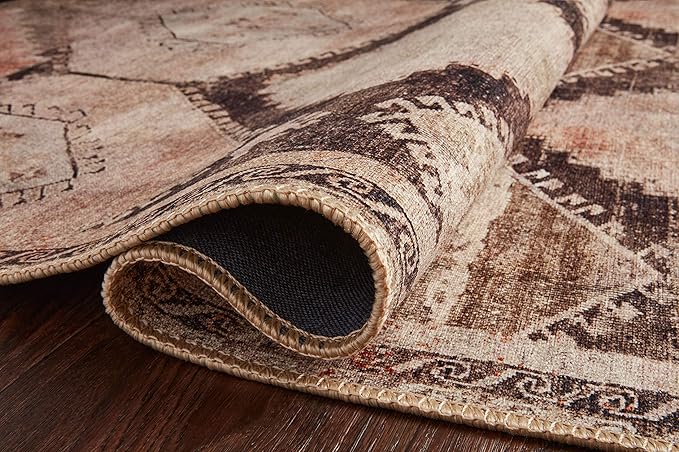 Loloi II Wynter Collection WYN-08 Graphite/Blush 2'-6" x 7'-6", .13" Thick, Runner Rug, Soft, Durable, Printed, Vintage Inspired, Low Pile, Non-Shedding, Easy Clean, Living Room Rug