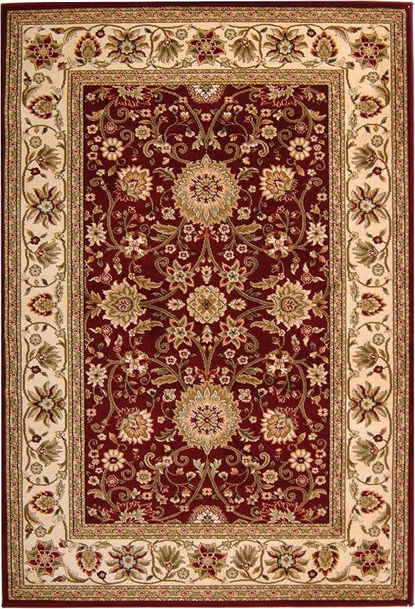 SAFAVIEH Lyndhurst Collection Area Rug - 10' x 14', Red & Ivory, Traditional Oriental Design, Non-Shedding & Easy Care, Ideal for High Traffic Areas in Living Room, Bedroom (LNH212F)