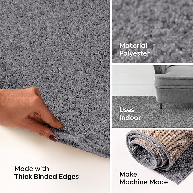 Furnish my Place Modern Indoor/Outdoor Commercial Solid Color Rug - Grey, 5' Hexagon, Pet and Kids Friendly Rug. Made in USA, Area Rugs Great for Kids, Pets, Event, Wedding