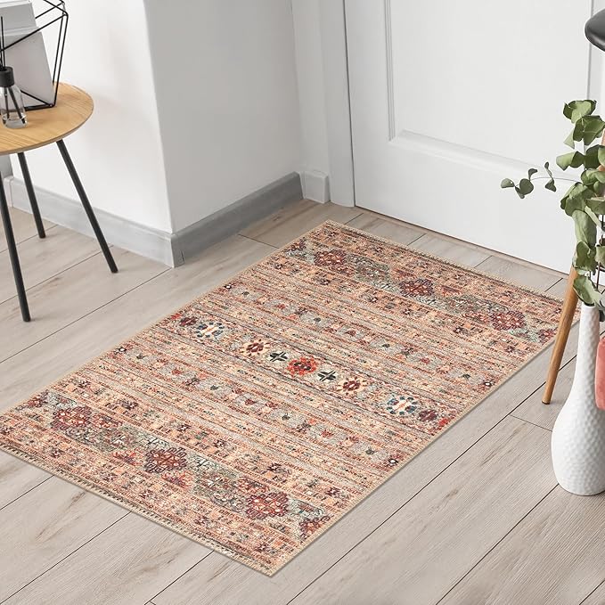 Keen Home Design 2x3 Rug - Machine Washable Entry Rug with Non-Slip Backing, Ideal for Enteryway, Kitchen, Bathroom, Laundry Room - Vintage, Easy Clean, Durable, Low Pile Rug - (2' x 3')