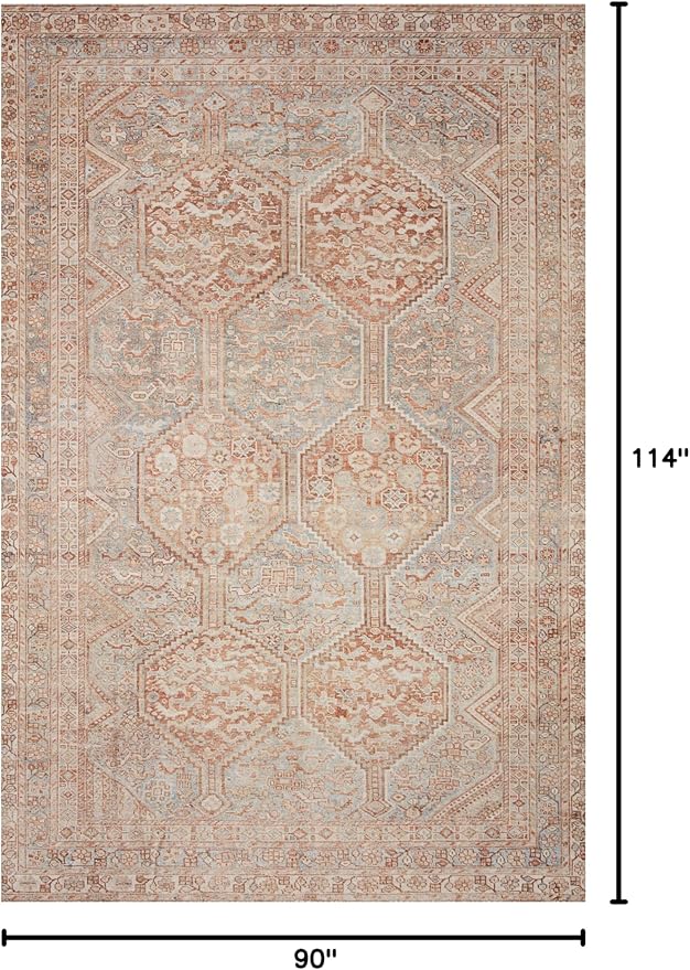 Loloi Chris Loves Julia Jules Collection JUL-04 Tangerine/Mist 7'-6'' x 9'-6'', .13" Pile Height, Area Rug