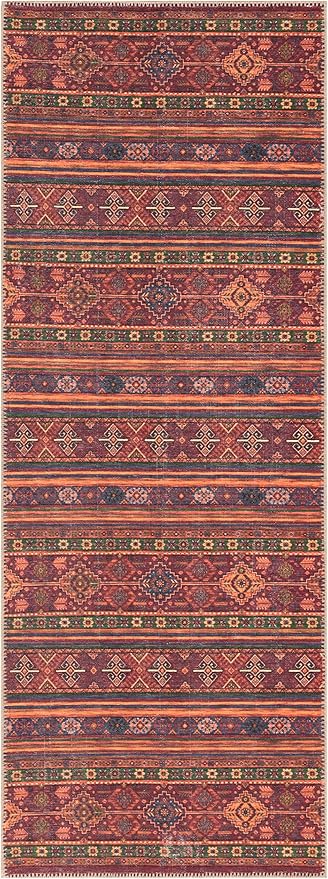 Keen Home Design Machine Washable Area Rugs with Non-Slip Backing, Ideal for Hallway, Living Room, Bedroom, Kitchen and Laundry Room, Vintage Moroccan and Low Pile Rug - (2'6'' x 12'), 233301