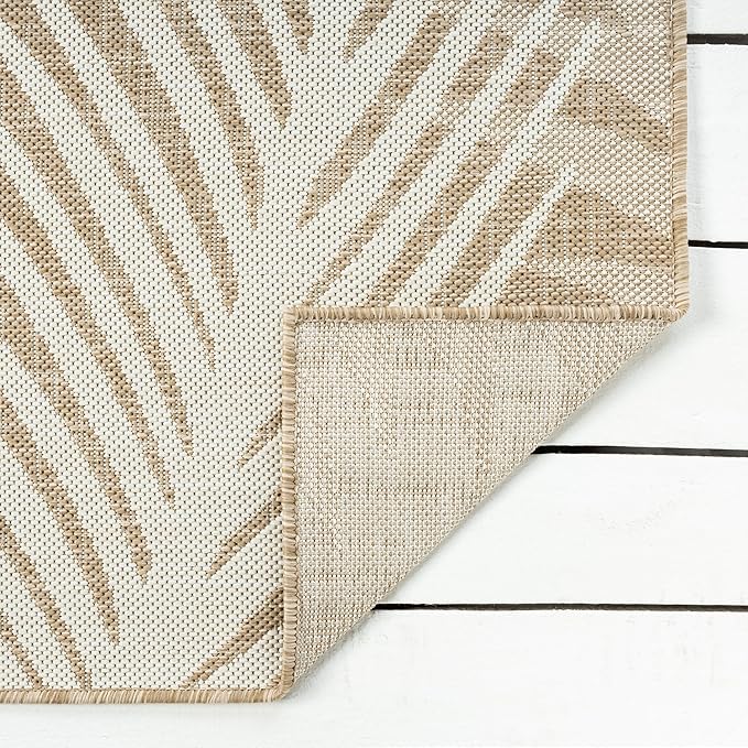 LR Home 5 x 7 Indoor/Outdoor Area Rug for Home Decor | Floral Carpet Suitable for Living Room, Bedroom, Playroom, Patio, Garden | Tropical Farmhouse Rug | Beige/Ivory
